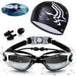 4-in-1 Premium Swimming Goggles & Cap Set – Waterproof, UV400 Protection, Anti-Fog Lens