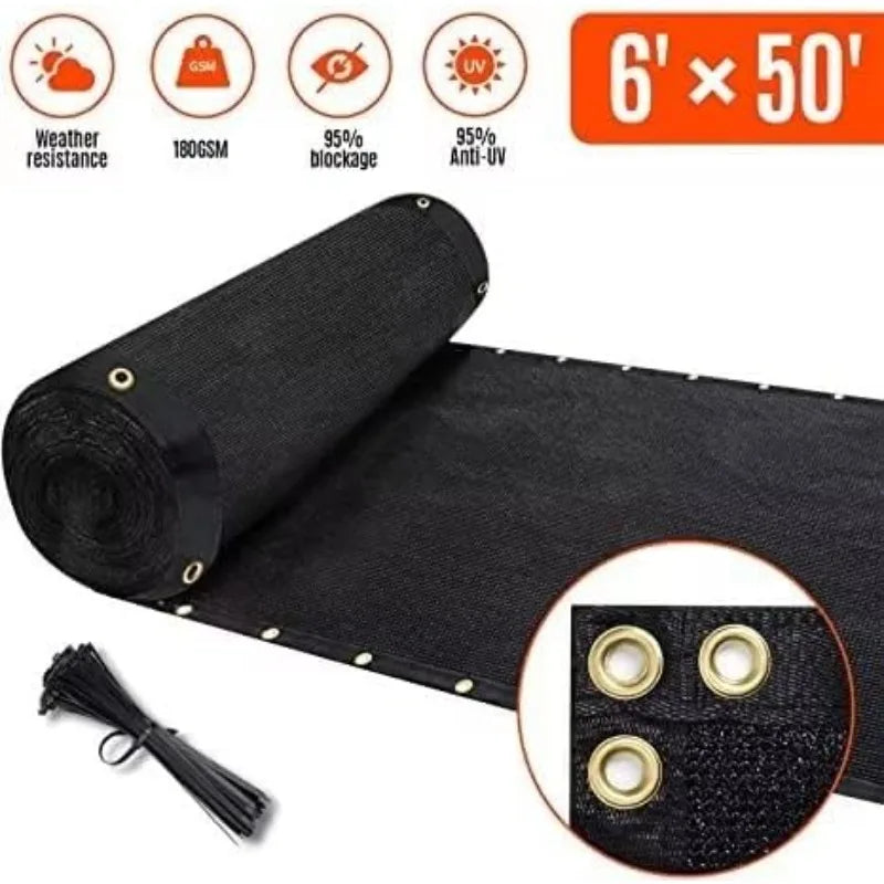 6ft x 50ft Heavy-Duty Fence Privacy Screen – 180GSM UV-Resistant Garden Wall Cover | Outdoor Fence Shade & Backyard Protection