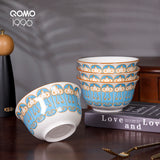 12-Piece Porcelain Dinnerware Set – Blue Ceramic Tableware with Bowls, Soup & Fruit Plates