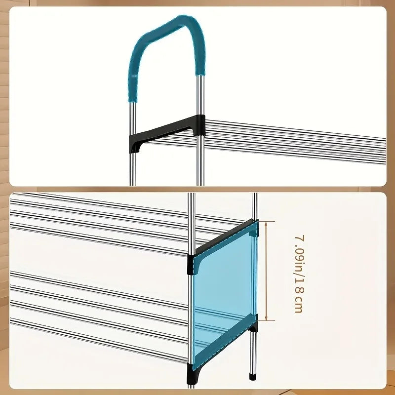 5-Tier Stainless Steel Stackable Shoe Rack – Adjustable Shoe Organizer for Closet & Entryway