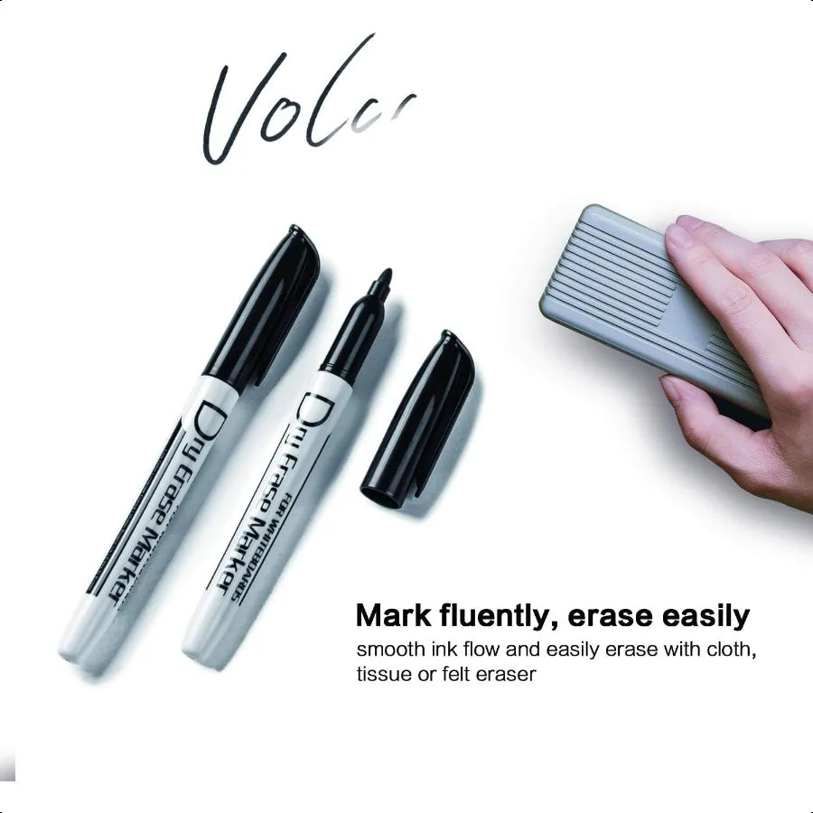 Black Dry Erase Markers Low Odor Fine Whiteboard Markers Thin Box of 12