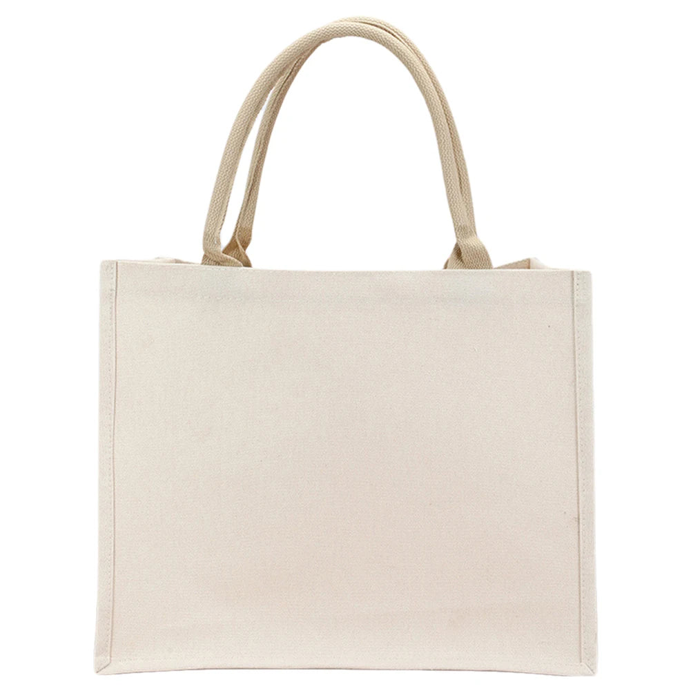Women’s DIY canvas tote bag – large-capacity shopper handbag with sturdy handle, reusable grocery bag for daily use, weddings & gifts