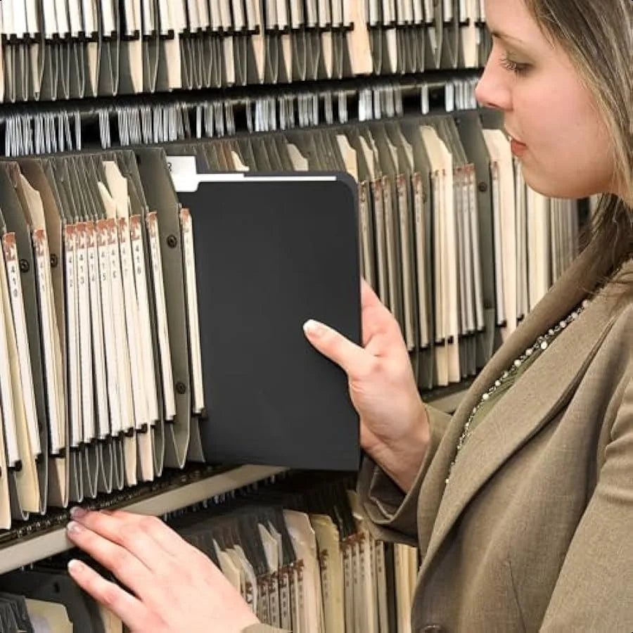 Black File Folders – 12-Pack Letter Size Plastic 3-Tab File Folders for Home, Office & School 🗂️