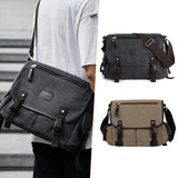 Unisex Canvas Shoulder Bag – Large Capacity Multi-Pocket Crossbody Tote for School, Work & Daily Activities