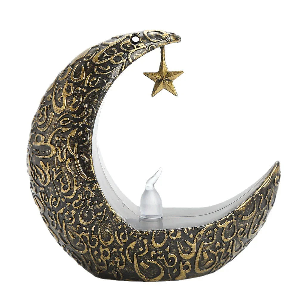 Ramadan Star & Moon LED Candlestick Lamp – Islamic Home Décor for Eid, Allah’s Blessing & Mubarak Nights
