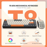 T8 Wired 65% Mechanical Gaming Keyboard & Mouse Combo – RGB Backlit TKL 68-Key Anti-Ghosting Keyboard with Coiled Cable & Tactile Switches
