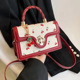 Women’s Cherry Square Chain Crossbody Bag – Adjustable Strap Stylish Satchel