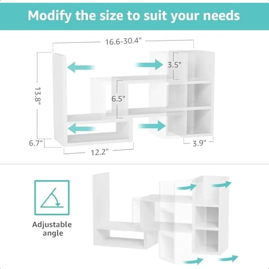 Modern White Desktop Shelf Organizer – Top-of-Desk Storage & Corner Bookshelf Display