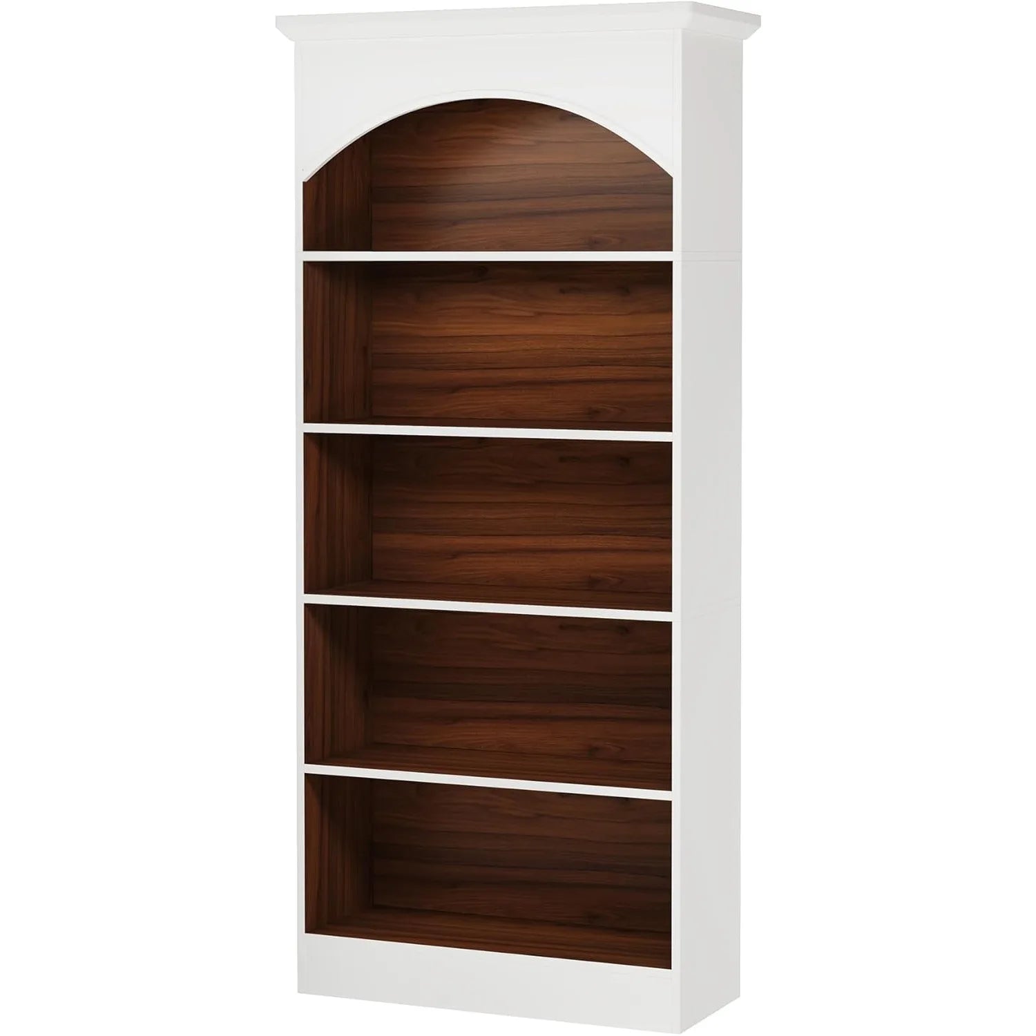 5-Shelf White Rigid Bookcase – 70.9″ Tall Free-Standing Library Unit with Storage Shelves
