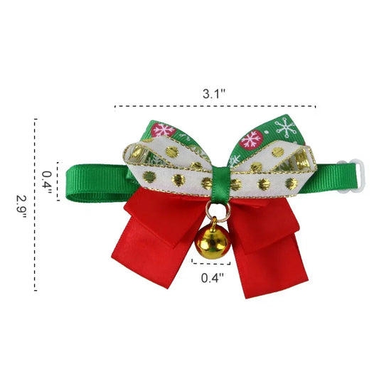 New Year & Christmas Pet Collar with Bell – Cute Bow Tie Collar for Cats, Kittens, Puppies & Small Dogs