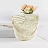 Half-Moon Woven Straw Crossbody Bag – Summer Beach Rattan Tote for Women
