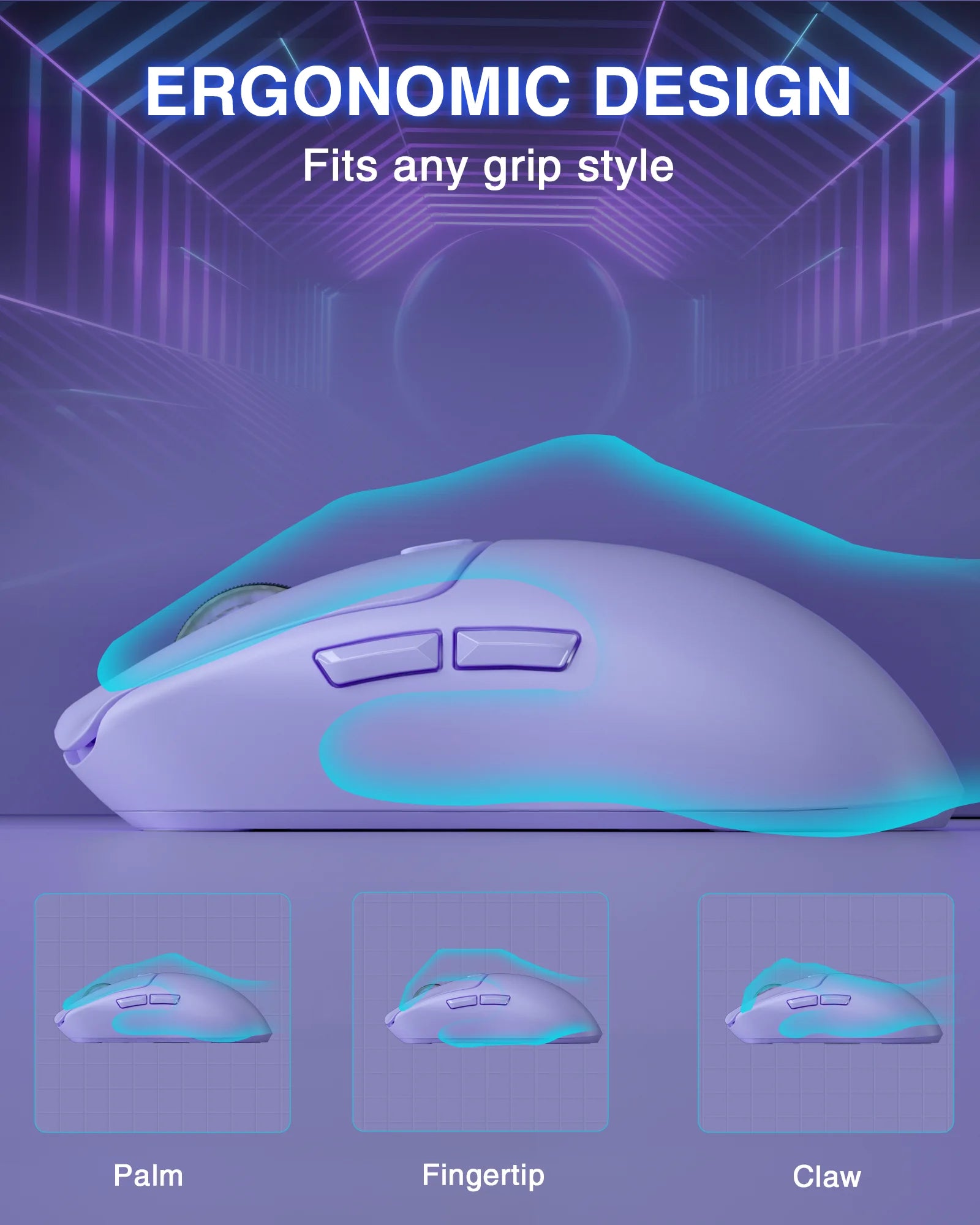AULA SC580 Gaming Mouse – Tri-Mode Rechargeable Wireless & Bluetooth Mouse with 10,000 DPI Ergonomic Design