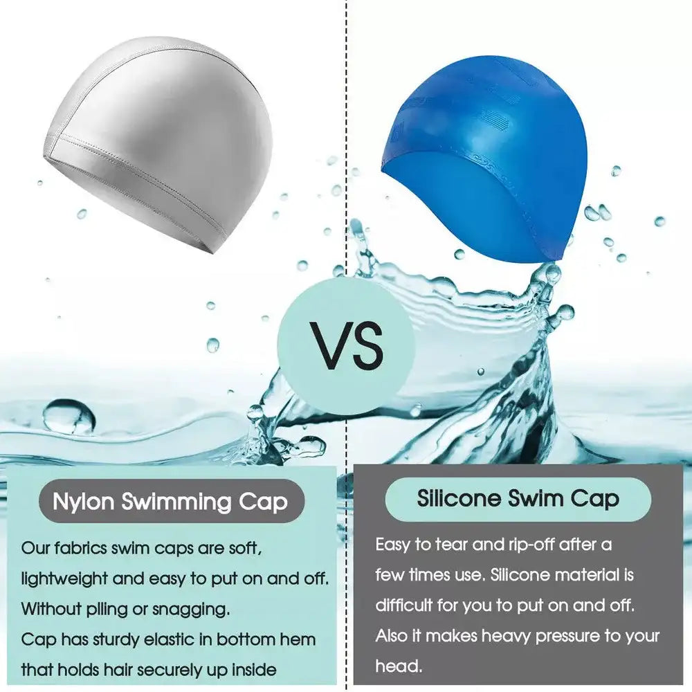 Solid Color Waterproof Swimming Cap for Men & Women – Long Hair Friendly Swim Hat 🏊‍♂️
