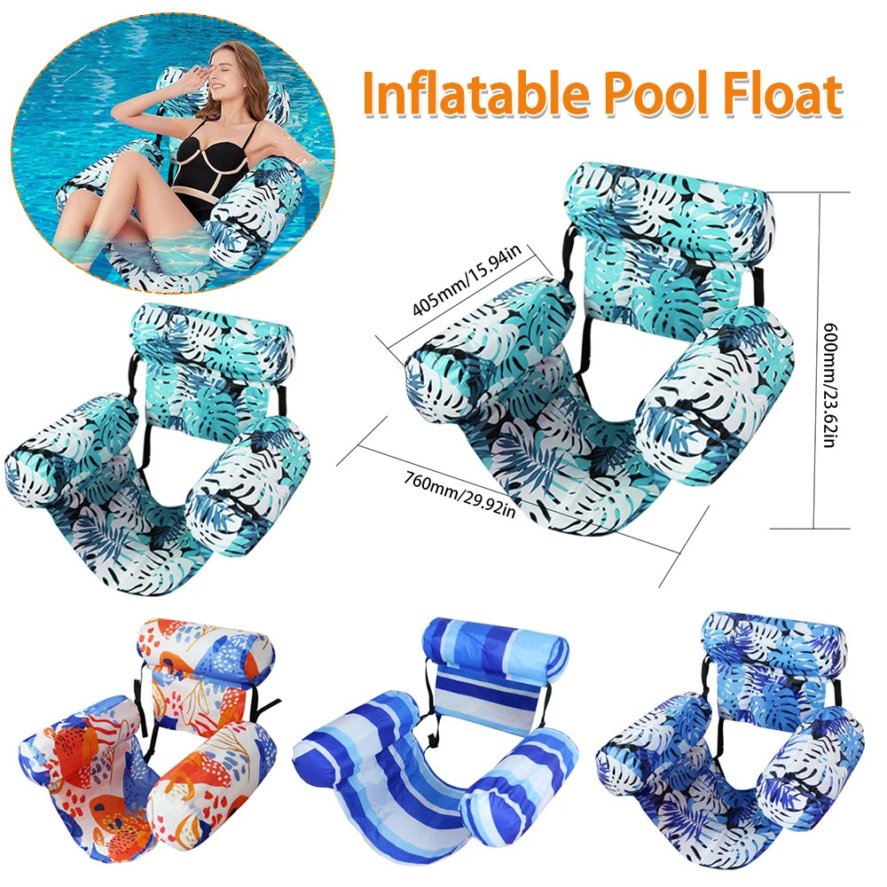Inflatable Pool Float Lounger Chair – Floating Recliner with Armrest & Backrest for Pool, Lake & Beach