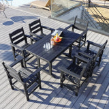 “7-Piece HDPE Patio Outdoor Dining Set – 51” Dining Table with 6 Chairs, Weather-Resistant Outdoor Furniture”
