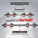 44LB Adjustable Cast Iron Dumbbell & Barbell Set with Carry Box – Home Gym Strength Training for Men & Women