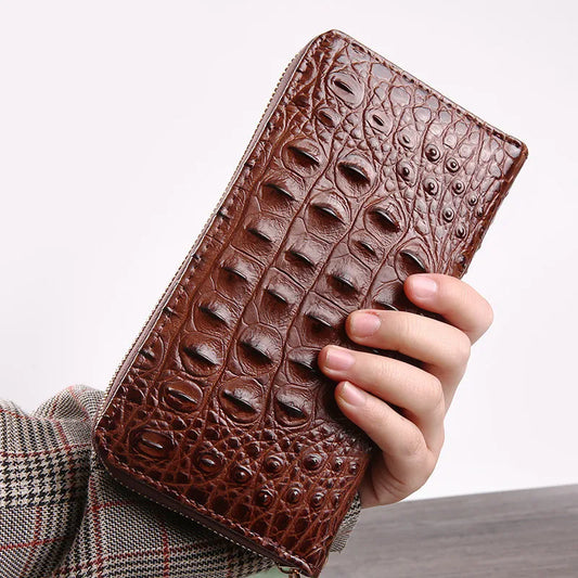 Women’s Crocodile PU Leather Wallet – Large-Capacity Organizer Clutch with Phone Pocket & Credit Card Holder