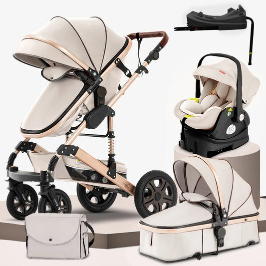 3-in-1 Baby Travel System – Stroller + Isofix Base + Reversible Pram for Newborn to Toddler