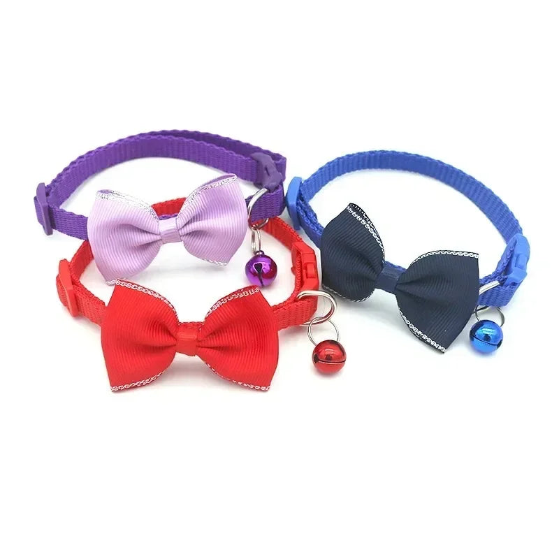 Adjustable Pet Collar with Bow Tie & Bell – Cute Dog Collar for Puppies, Cats & Rabbits, Stylish & Comfortable Design