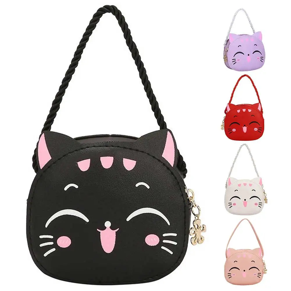 Kawaii Girls Cartoon Cat Satchel – Mini Shoulder Bag & Coin Purse for Kids | Cute Daily Fashion Bag
