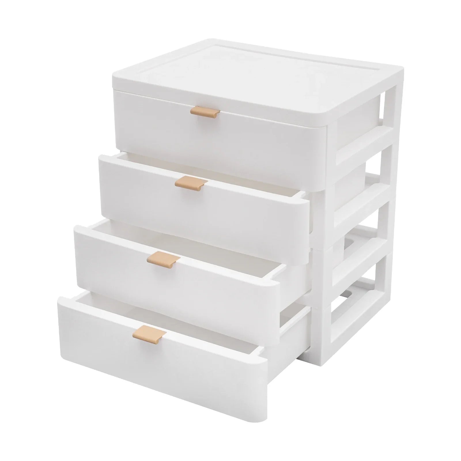 White 4-Tier Desktop Storage Drawer Organizer – 26 × 20 × 29 cm Desk Drawer Box for Office & Home