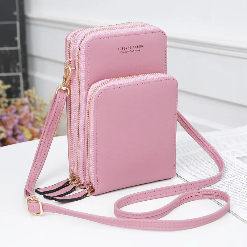 Dollver Crossbody Leather Purse – Large Capacity Wallet Shoulder Bag with Adjustable Strap, Phone Bag & Zipper Pocket