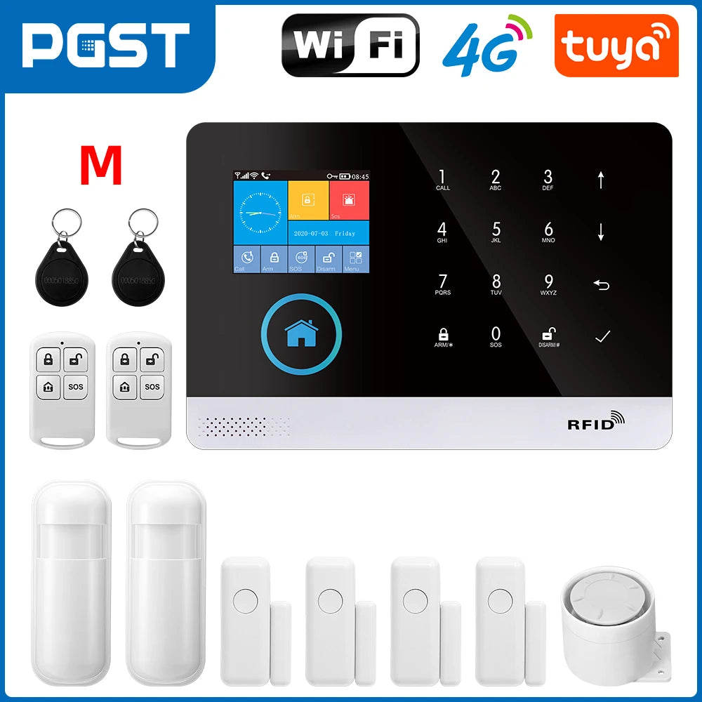 🏠 Wireless Home Security System – 4G & WiFi Alarm with Smart Life App Alerts, Door/Window & Motion Sensors
