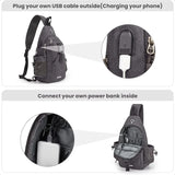 Canvas Sling Backpack – Crossbody Daypack with USB Charging Port & RFID Protection