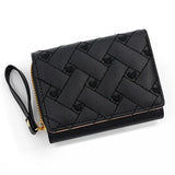 Women’s Heart Embroidered Short Wallet – Triple Fold PU Leather Purse with Multi-Card Slots & Large Capacity