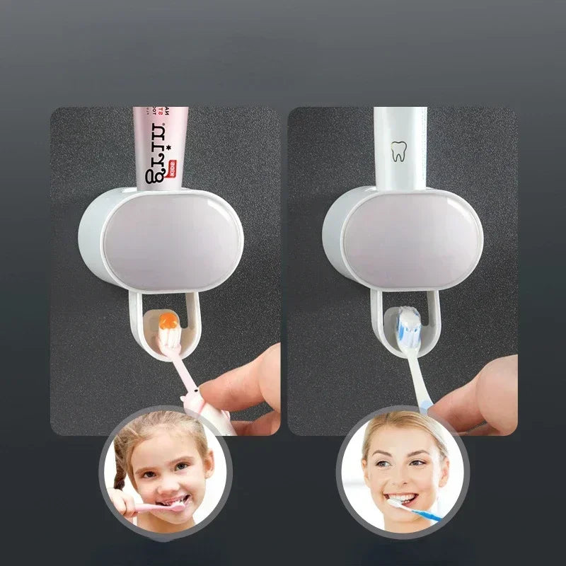 Automatic Toothpaste Dispenser & Toothbrush Holder – Wall-Mounted Bathroom Organizer