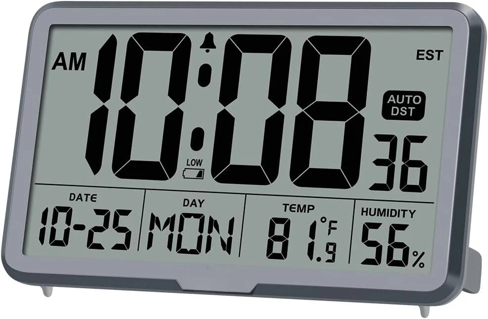 Automatic Digital Wall Clock – Battery Operated Table & Wall Clock with Temperature, Humidity & Date Display