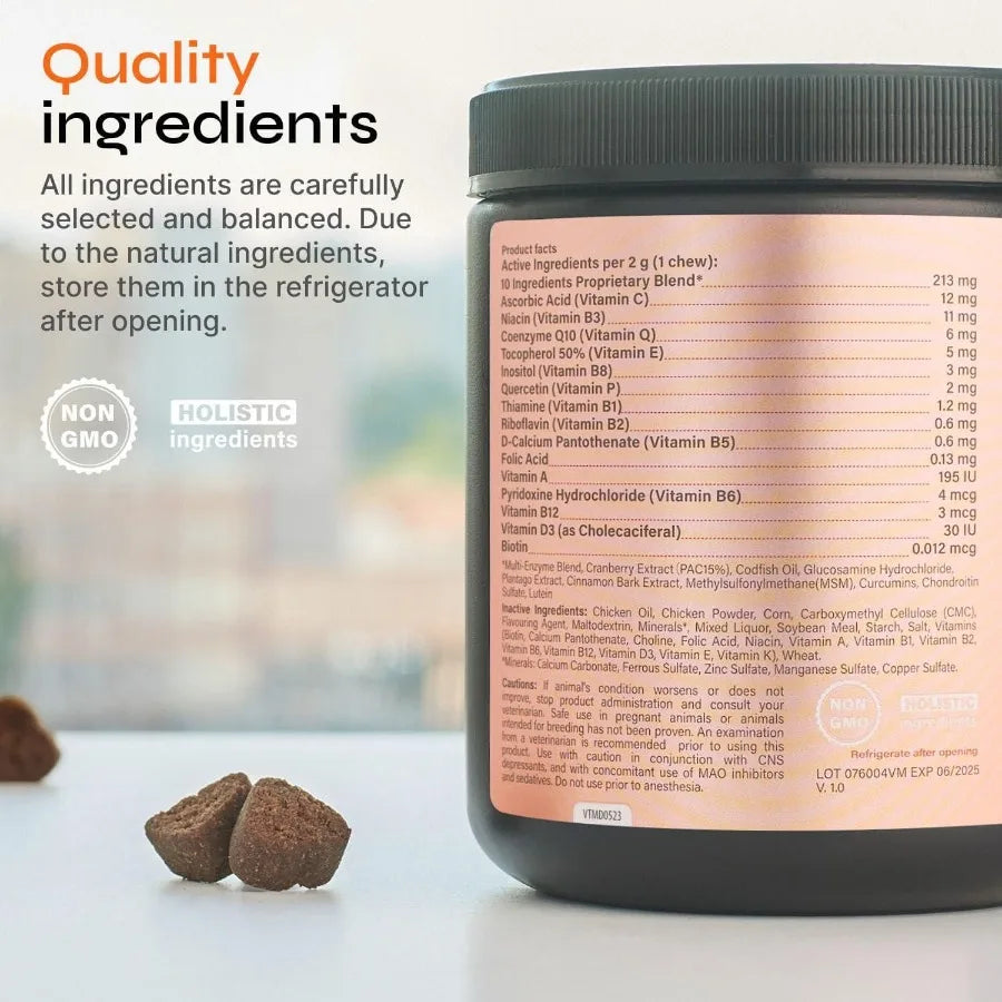 15-in-1 Dog Multivitamin Chews – Complete Joint, Hip & Immune Support with Glucosamine, Vitamins & Minerals for Overall Health