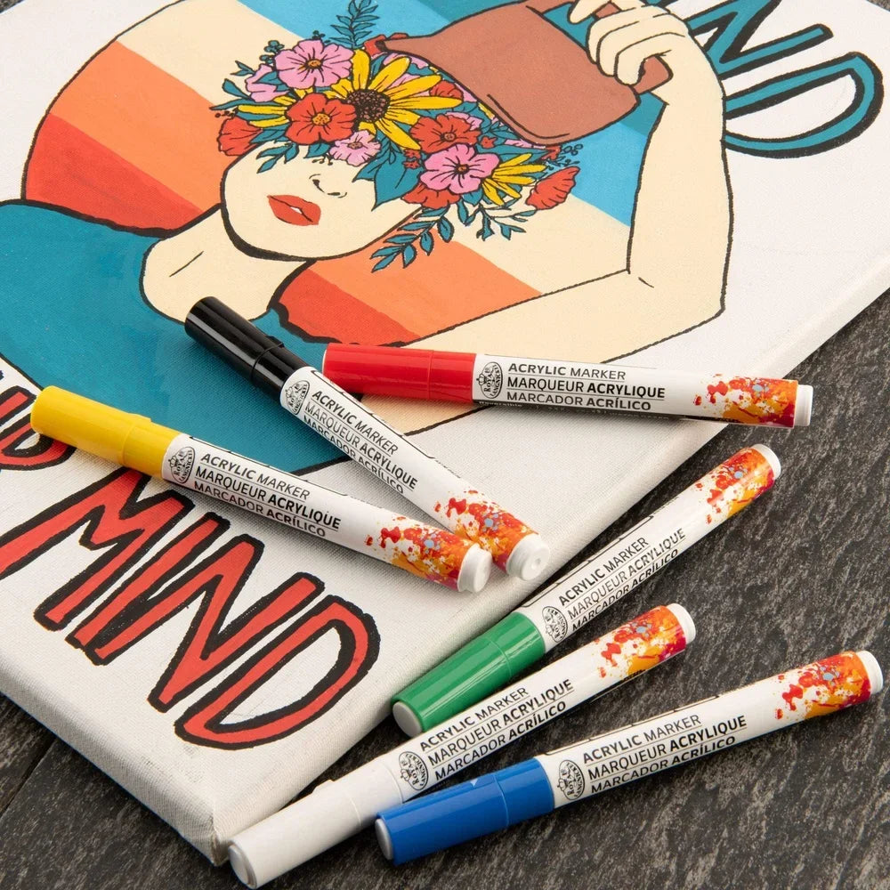 Acrylic Paint Markers – 6-Pack Reversible Tip Art Pens for Lettering, Illustration & Crafting 🎨