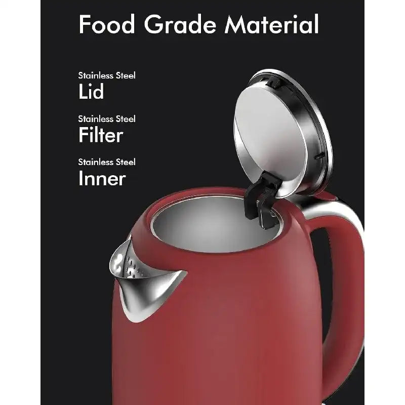 Electric Tea Kettle with Temperature Control & Keep-Warm Function – 5 Presets, Red Finish