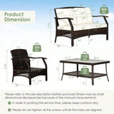 “4-Piece Rattan Patio Conversation Set – Wicker Sofa, Chairs, Coffee Table with Waterproof Cover for Outdoor Living”