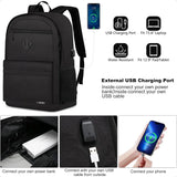 Classic Black 15.6" School Laptop Backpack – USB Charging Bookbag for Teen Boys & Girls | Unisex College & Daily Study Daypack