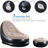 Inflatable Plush Sofa Bed & Foldable Footrest Lounge Chair – Outdoor & Indoor Portable Lazy Daybed with Feet Bench 🛋️