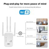 1200Mbps Dual Band WiFi Repeater – 4-Antenna Network Extender with LAN & WAN Ports for Home and Office Coverage