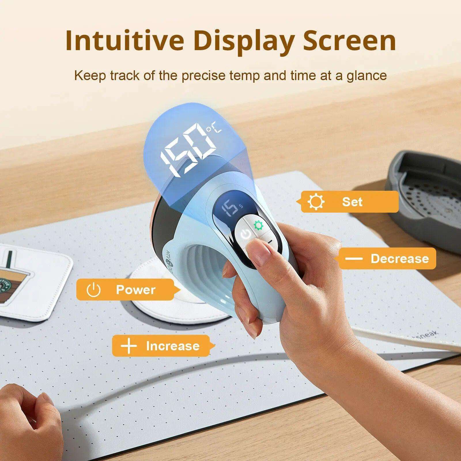 HTVRONT 2nd Gen Portable MINI Heat Press Machine DIY Auto Easy Heating Transfer Iron On HTV for Clothes Bags Shoes Hat T-shirts - PulinGO