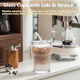 “12oz Iced Coffee Cups with Lids & Straws – 6-Pack Reusable Non-Fragile Drinking Cups for Iced Coffee, Tea & Juice”