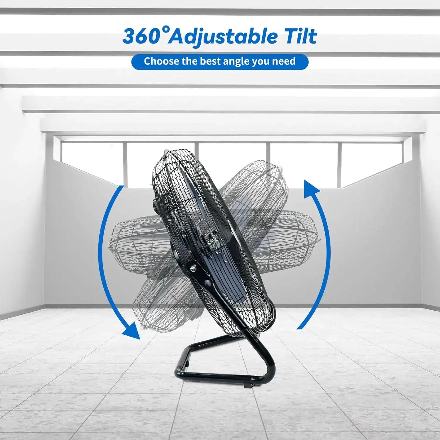 20-Inch High Velocity Industrial Floor Fan – Heavy Duty Metal Cradle Fan with 3 Speeds & 360° Tilt for Warehouse, Workshop & Home