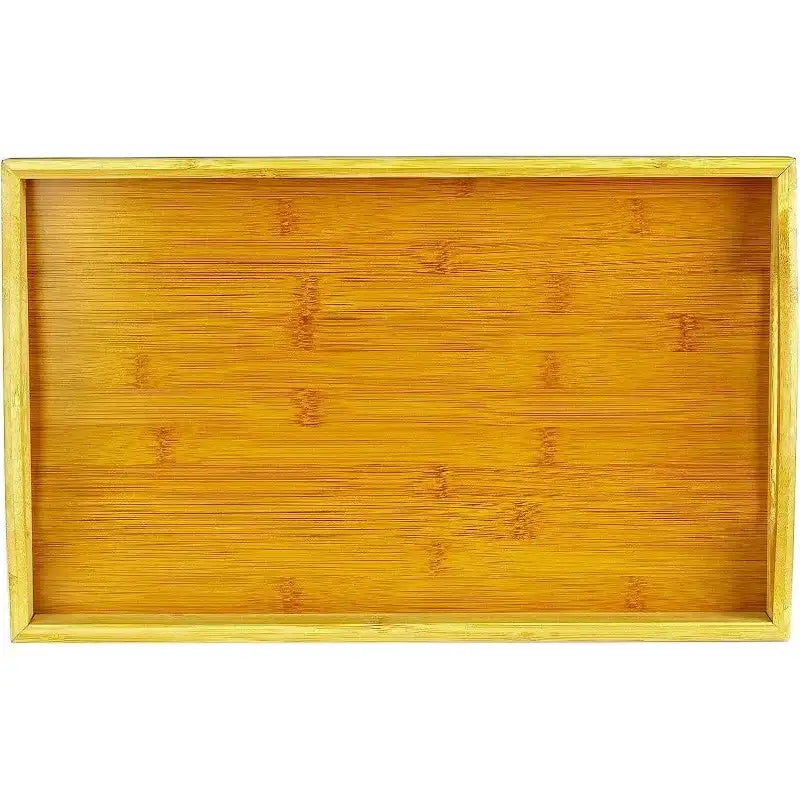 Bamboo Wooden Serving Tray With Handles – Tea, Breakfast & Bar Tray