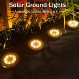 4-Pack Solar Ground Lights – Outdoor 8 LEDs Adjustable Embedded Landscape Lighting for Garden, Patio, Walkway & Lawn