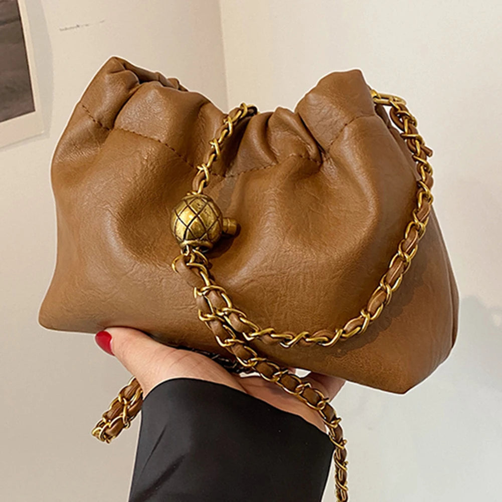 Women Chain-Strap “Cloud” Crossbody & Tote Bag – Versatile Pleated Hobo Shoulder Satchel