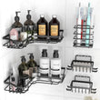 Black Stainless Steel Adhesive Corner Shower Caddy – Rustproof No-Drill Wall Mounted Shelf