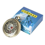 Vintage Bronze Pocket Compass – Retro Outdoor Hiking Navigation Tool & Kids Adventure Gift with Carabiner 🧭✨