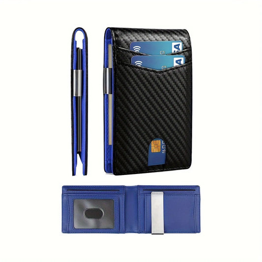 Men’s Minimalist Slim Leather Wallet – RFID Blocking Bifold with Money Clip for Front Pocket Carry