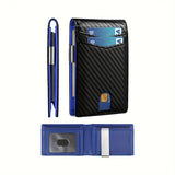 Men’s Minimalist Slim Leather Wallet – RFID Blocking Bifold with Money Clip for Front Pocket Carry
