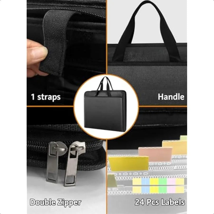 Fireproof Accordion Document Organizer – Expanding File Folder Storage Box with Zipper & Labels (13 Pockets)
