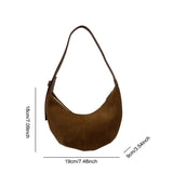 Women’s Suede Crescent Shoulder Bag – Retro Solid Color Handbag with Zipper Closure, Trendy Clutch for Work & Travel
